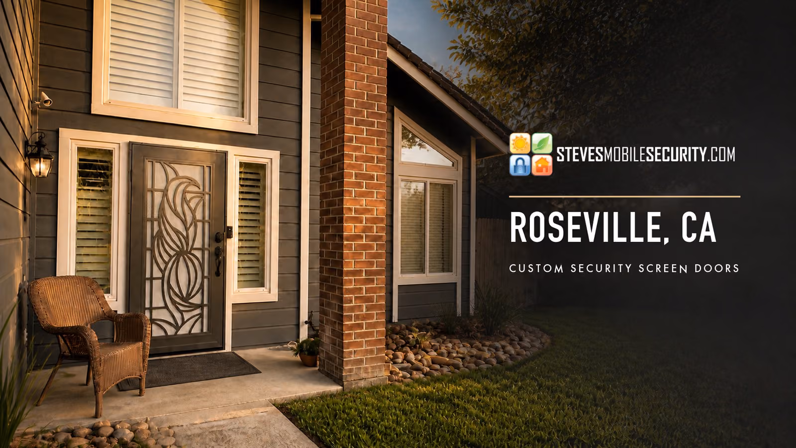 Security screen door installed in a Roseville home